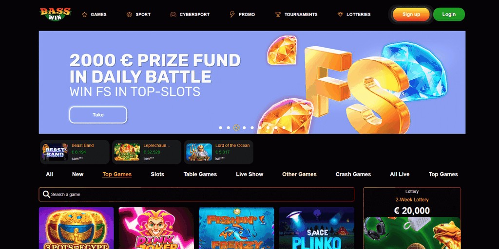 The Online Video Game Library at Bass Win Online Casino